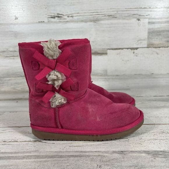 Koolaburra by UGG Victoria Pink Short Bow Warm Cozy Winter Snow Boots Kid's US 2 - Picture 1 of 8